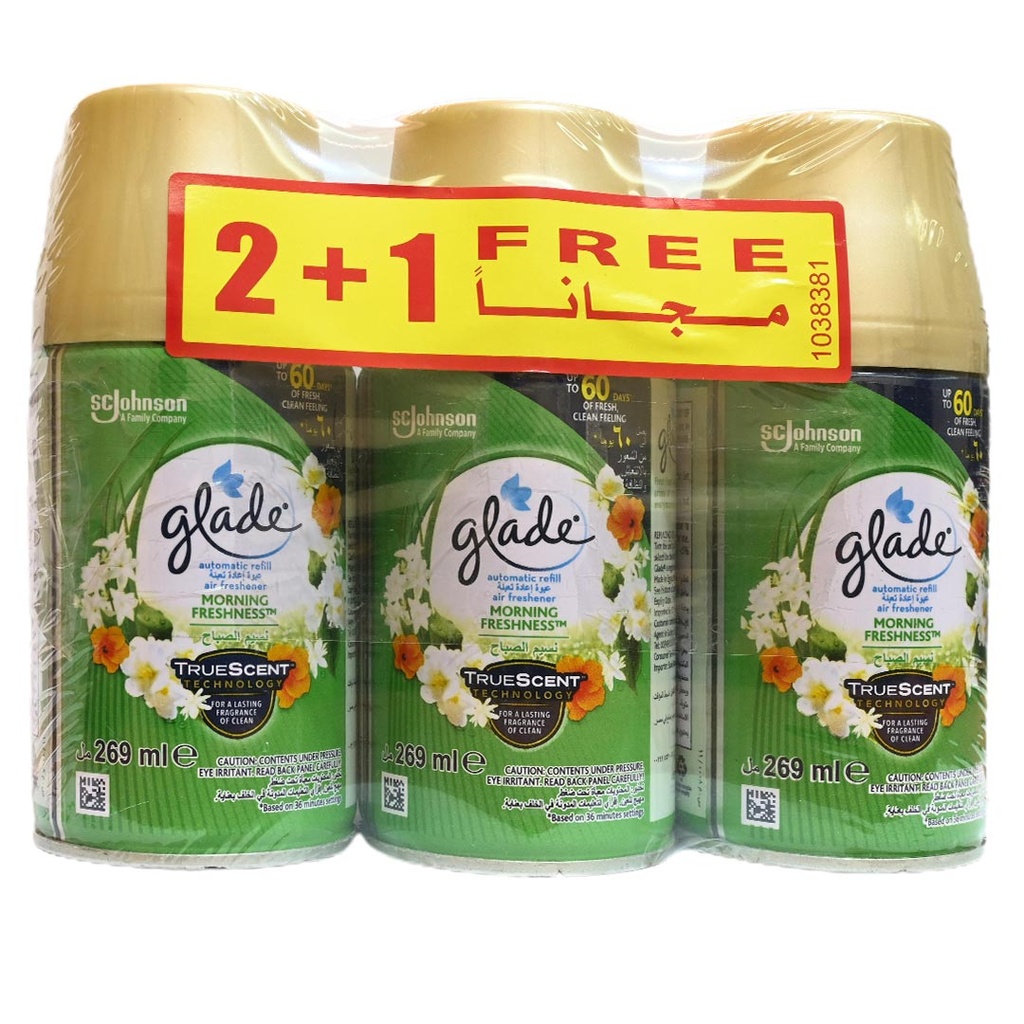 جليد ملطف جو - Glade Air Freshener (غيار, 269ml, نسيم الصباح, 2+1)