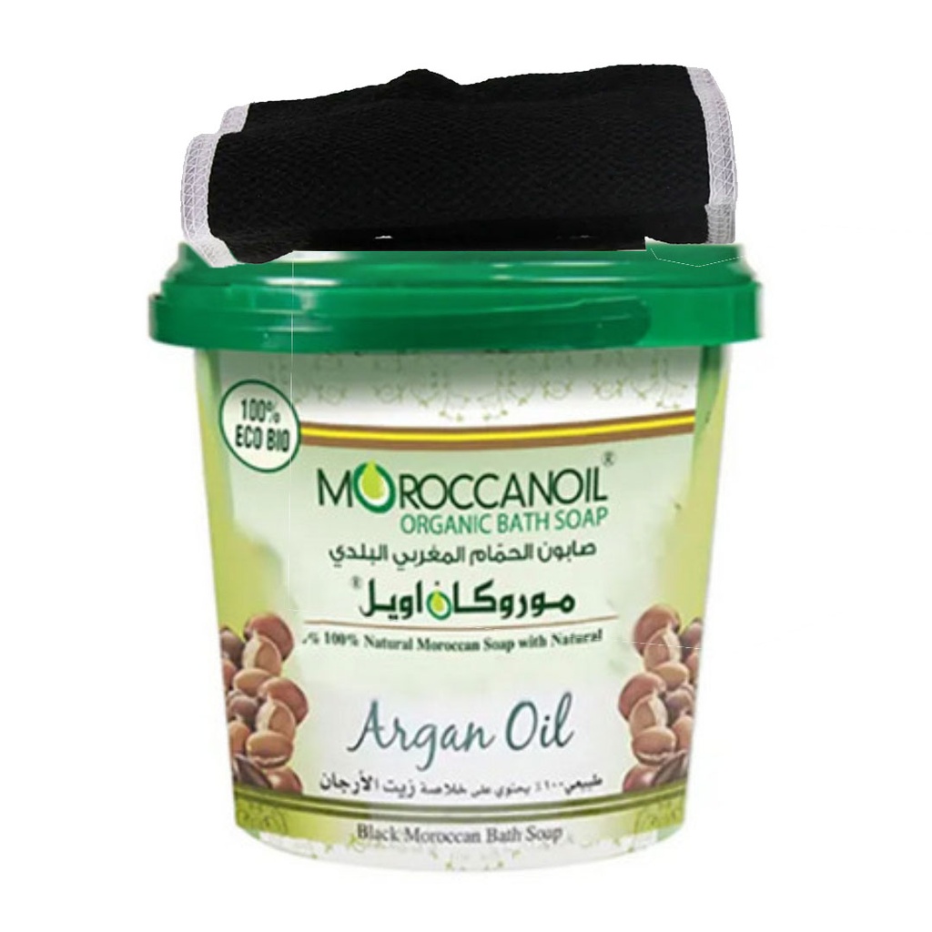 موروكان اويل صابون مغربى بالارجان +ليفة - Moroccan Oil Bath Soup Argan +Leaf (850g)
