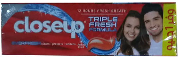 كلوس اب - Closeup 12Psc (ايفر فريش, 25ml, ريد هوت, وفر 1 جنية)