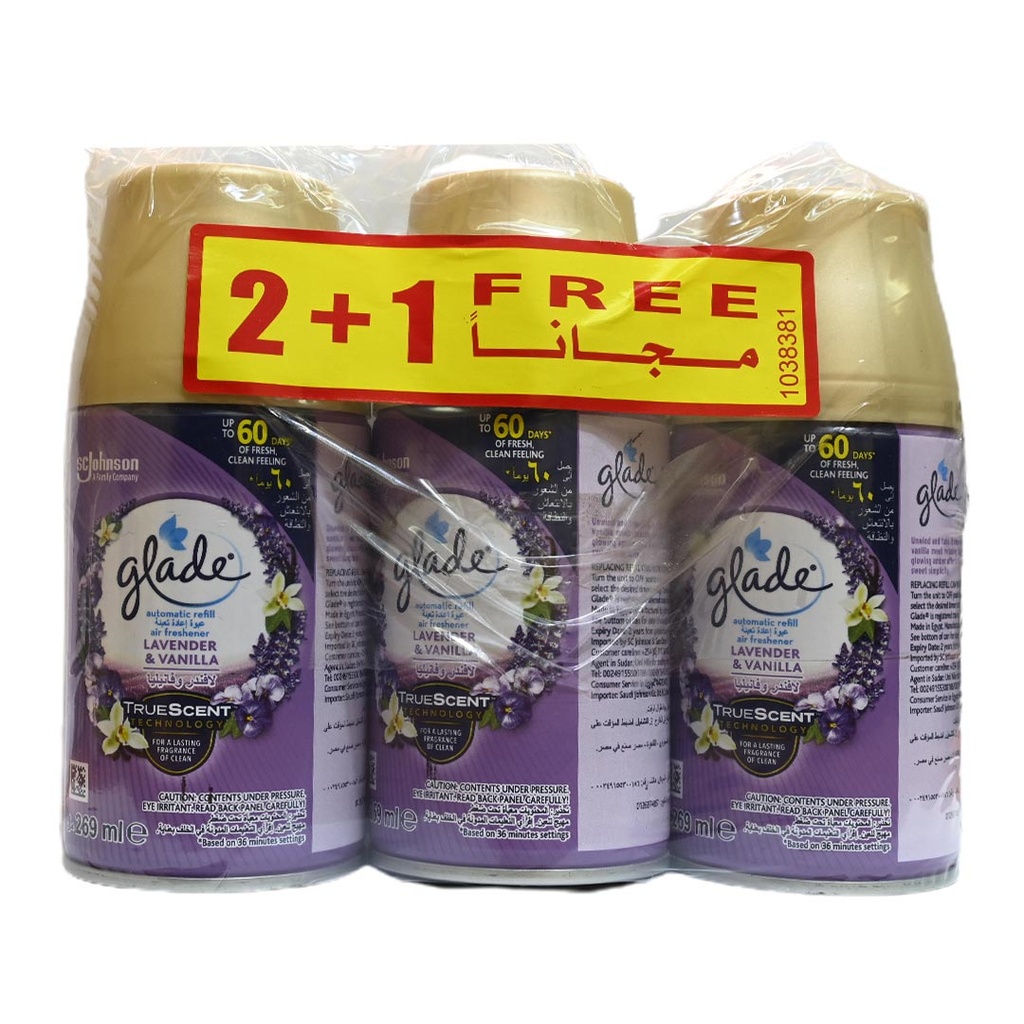 جليد ملطف جو - Glade Air Freshener (غيار, 269ml, لافندر&فانيليا, 2+1)