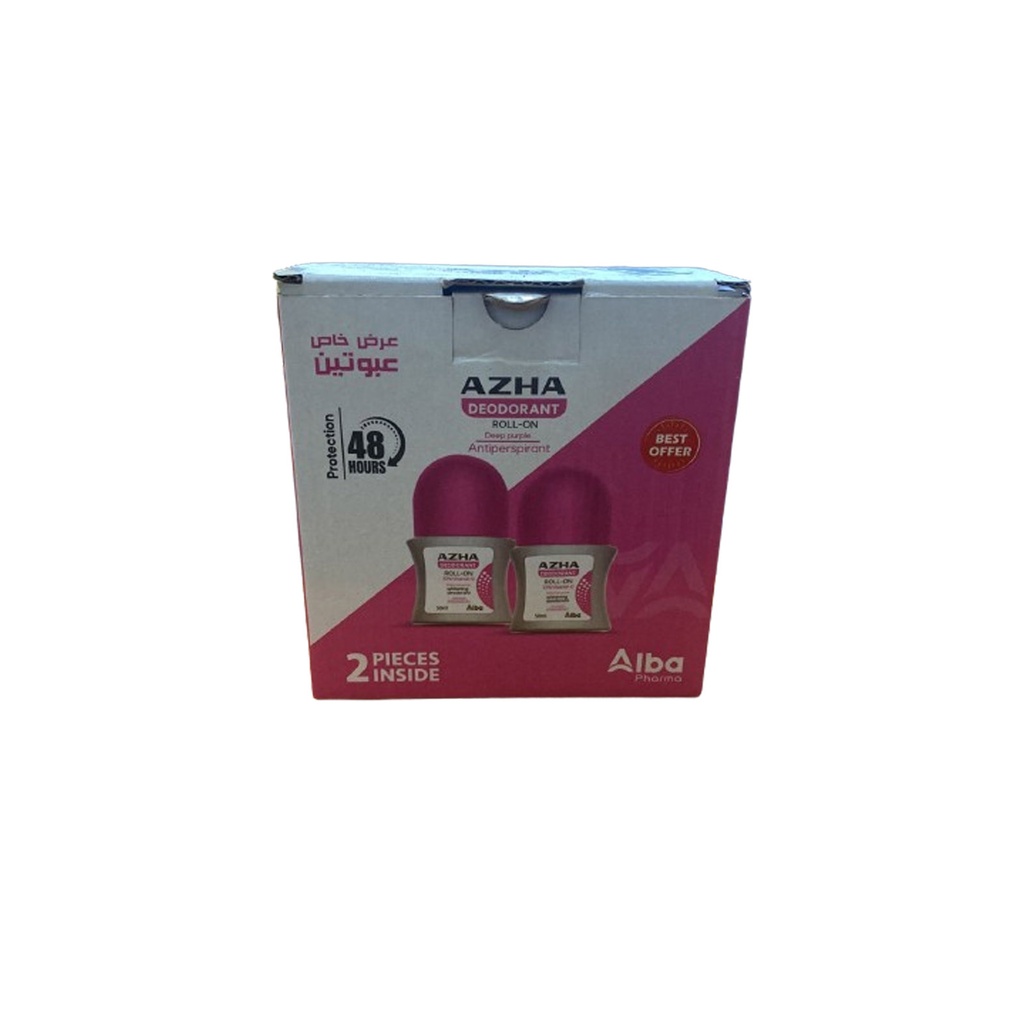 ازها رول اون - Azha Roll On 2Pcs Best Offer (60ml, Deep purple)
