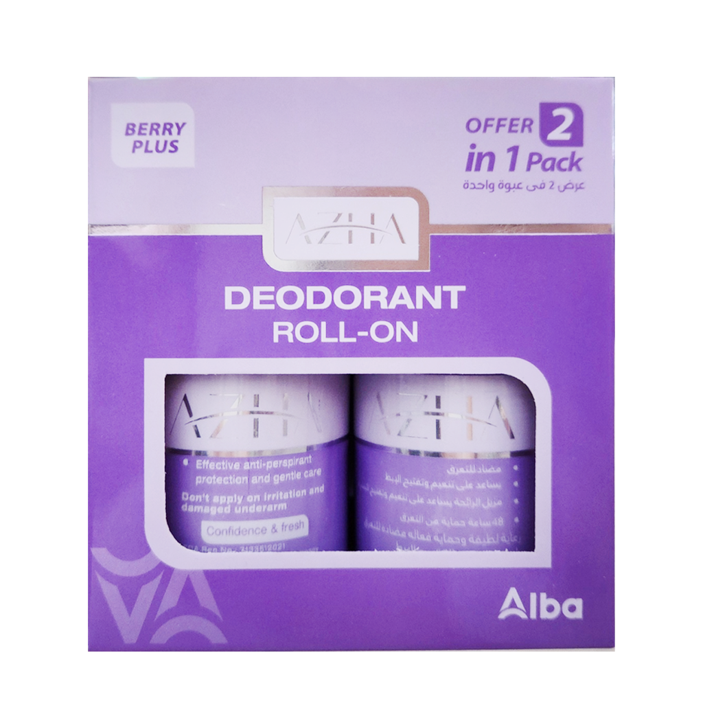 ازها رول اون عرض 2قطعة - Azha Roll On Offer 2Pcs (60ml, بيرى بلس)