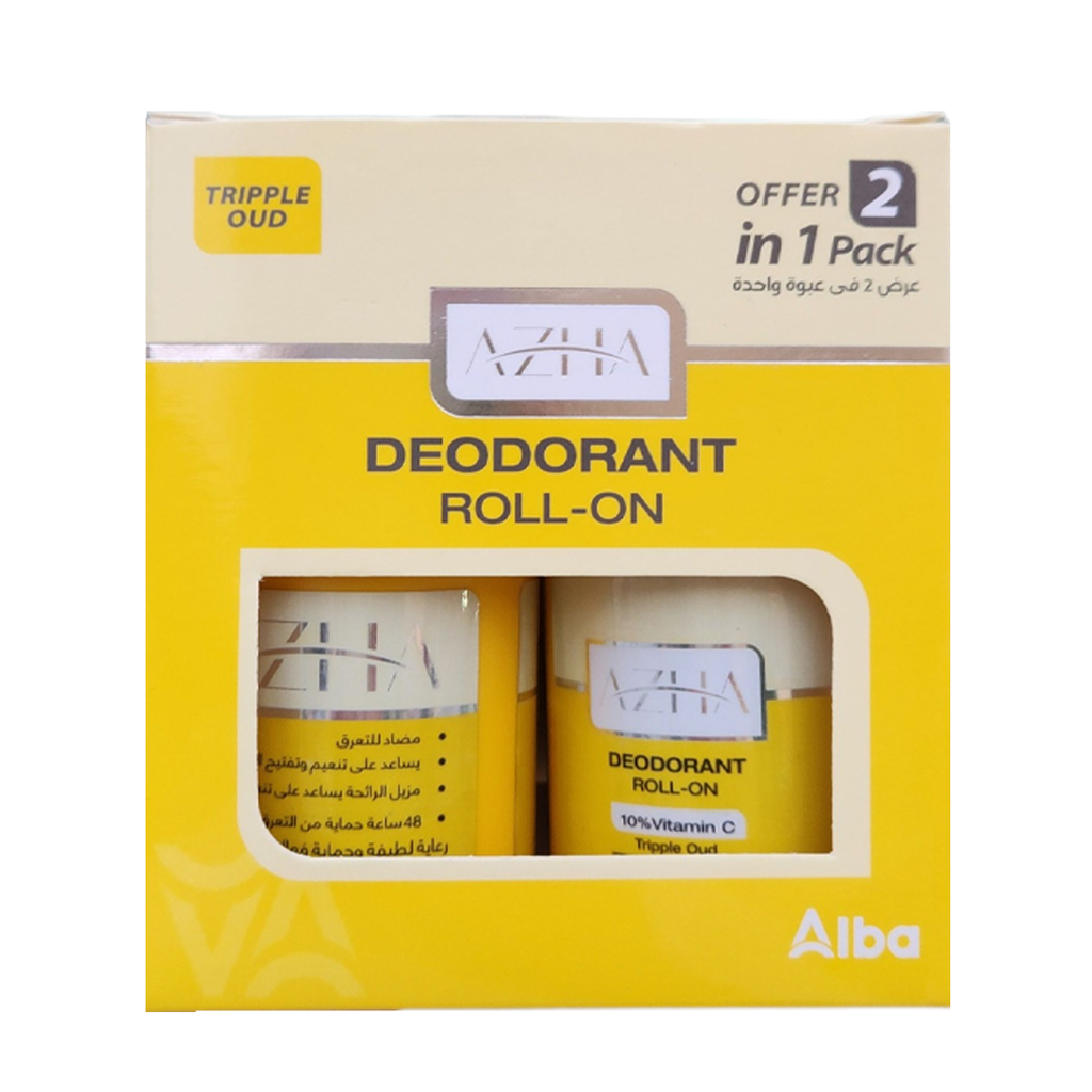 ازها رول اون عرض 2قطعة - Azha Roll On Offer 2Pcs (60ml, تربيل عود)