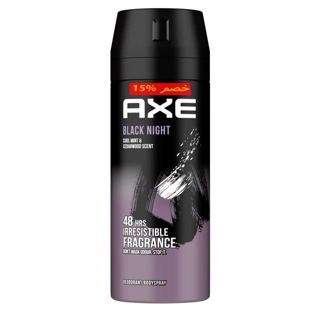 اكس سبراى - Axe Spray (رجالى, 150ml, بلاك نايت, خصم 15%)