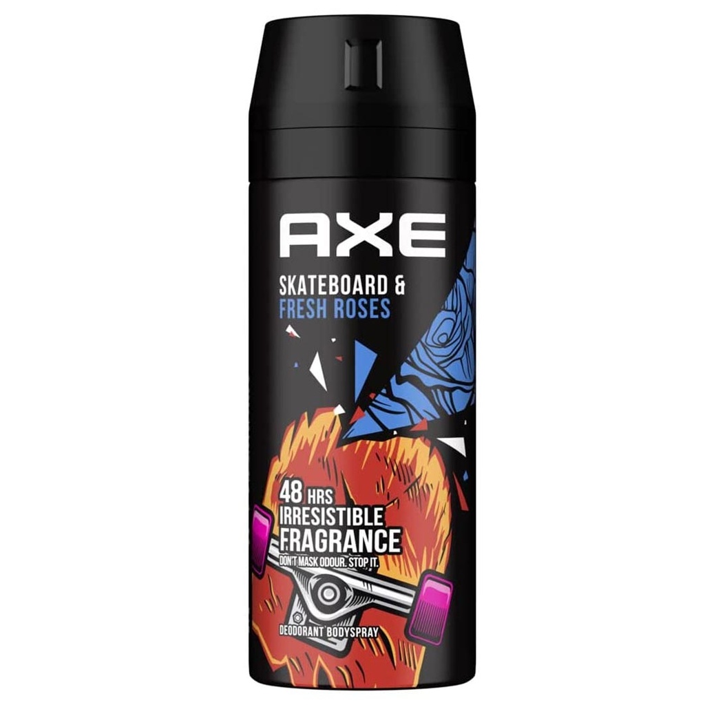 اكس سبراى - Axe Spray (رجالى, 150ml, سكيت بورد&فريش روزيز, بدون)
