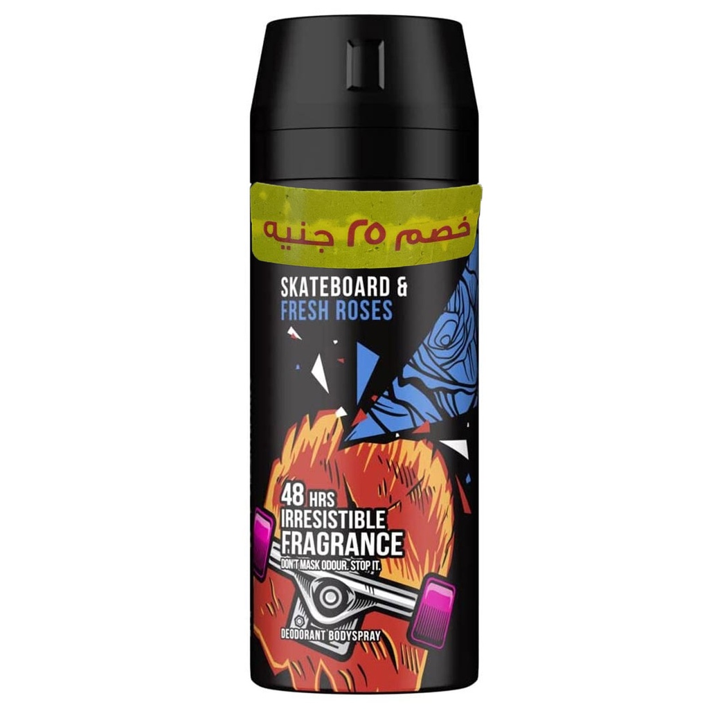 اكس سبراى خصم 25جنية - Axe Spray Discount 25L.E (150ml, سكيت بورد&فريش روزيز)