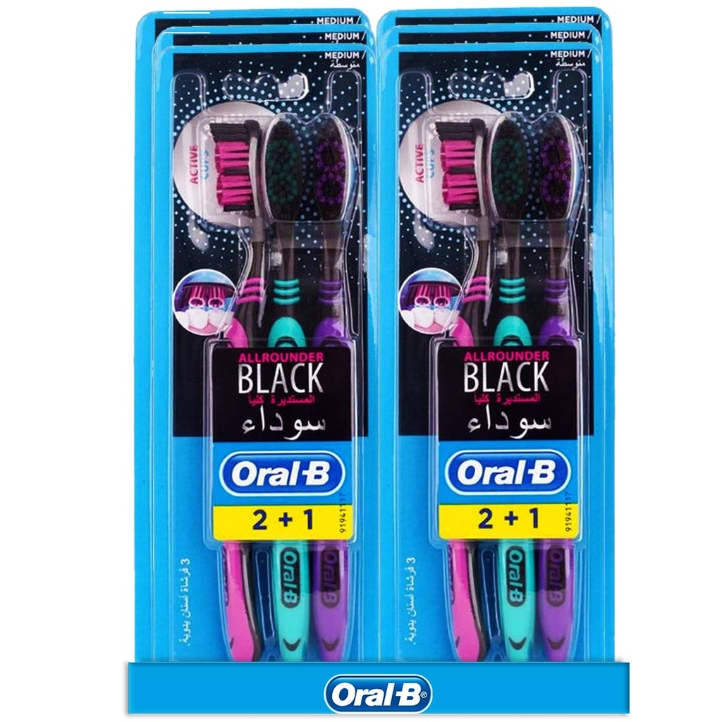 اورال بى فرشاة - Oral-B Brush (Senior, Allrounder Black, 2+1, Med, 0)