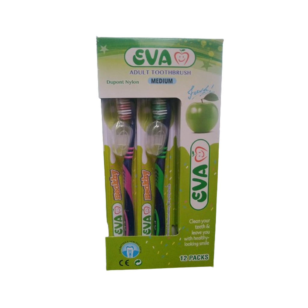 ايفا فرشاة اسنان - Eva Tooth Brush (كبار, No:G80+Cap, Med)