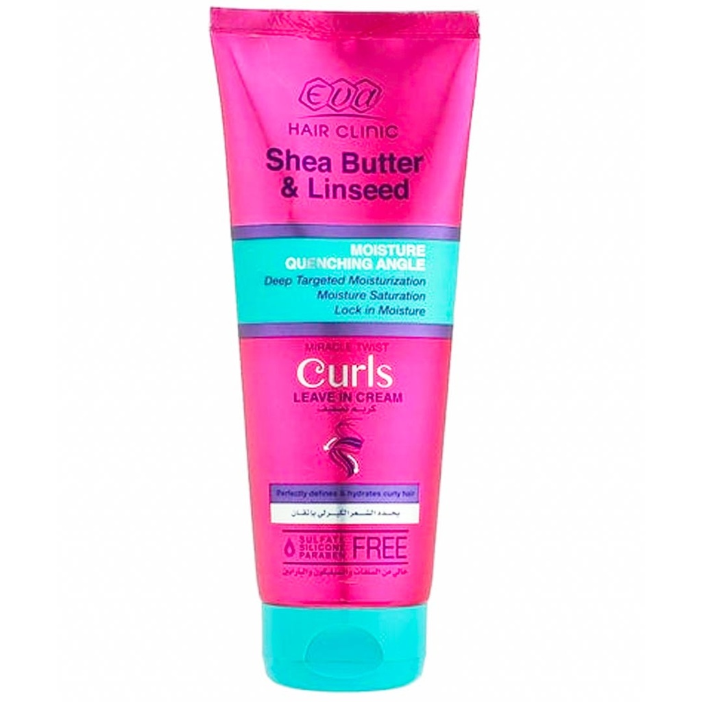 ايفا هير كلينيك كريم تصفيف - Eva Hair Clinic Leave In Cream (200ml, زبدة شيا & بذر الكتان)
