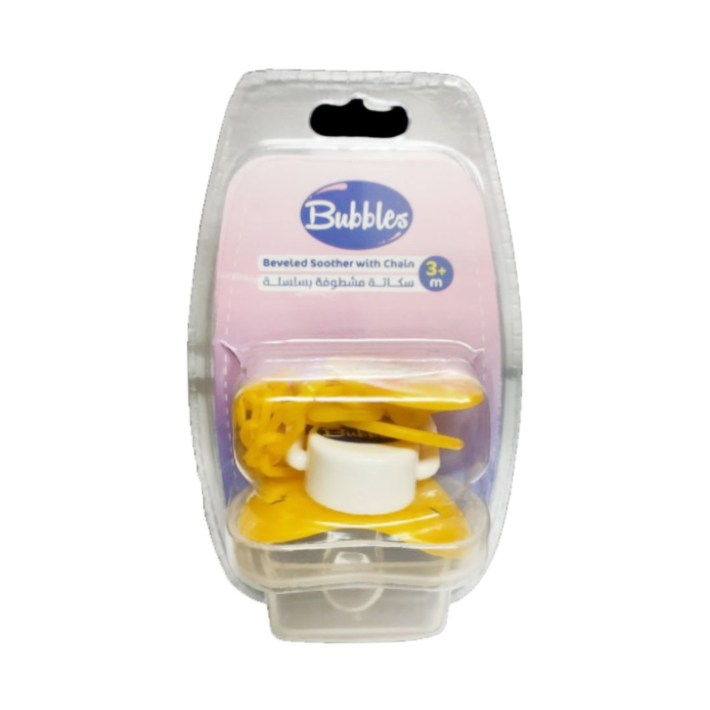 بابلز سكاته مشطوفة بسلسله - Bubbles Beveled Soothers chain +3M