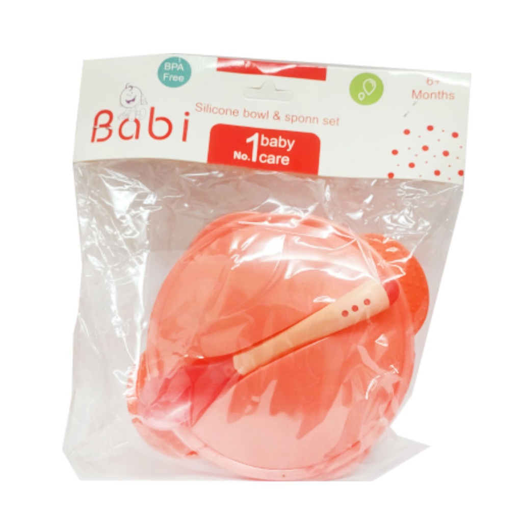 بابى طبق + معلقة سيليكون - Babi Plate + silicone spoon (No:Mo-0305)