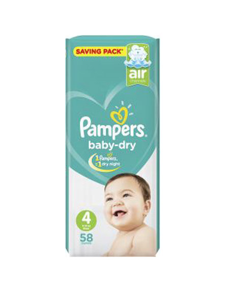 بامبرز حفاضات بيبى دراى - Pampers Diaper Baby-Dry (عبوة التوفير, 58PC, 4)