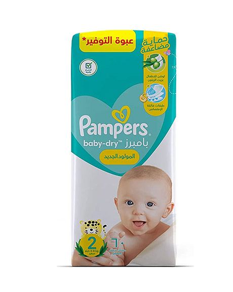 بامبرز حفاضات بيبى دراى - Pampers Diaper Baby-Dry (عبوة التوفير, 60PC, 2)