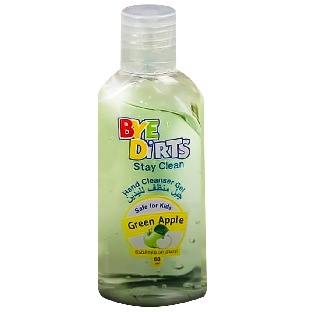 باى ديرتس هاند جل جرين ابل - Bye Dirts Hand Gel Green Apple (عادى, 60ml)