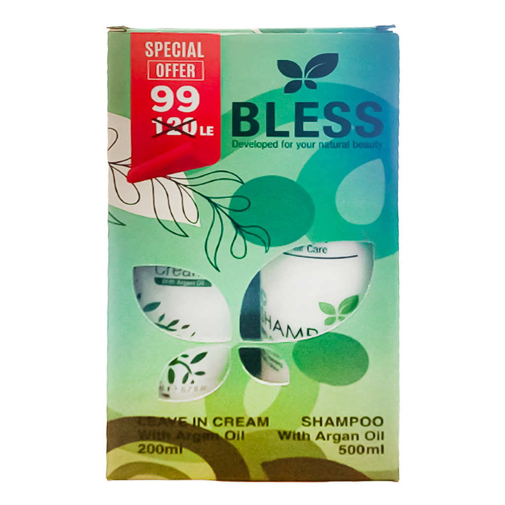 بليس شامبو & كريم يترك - Bless Shampoo With Lezve In Cream (500ml+200ml, ارجان, عرض 99جنية)