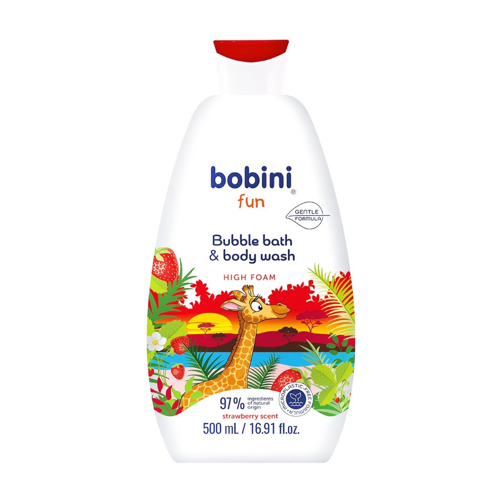 بوبينى شاور الفقاعات بالفراولة - Bobini Bubble Bath Strawberry scent (500ml)