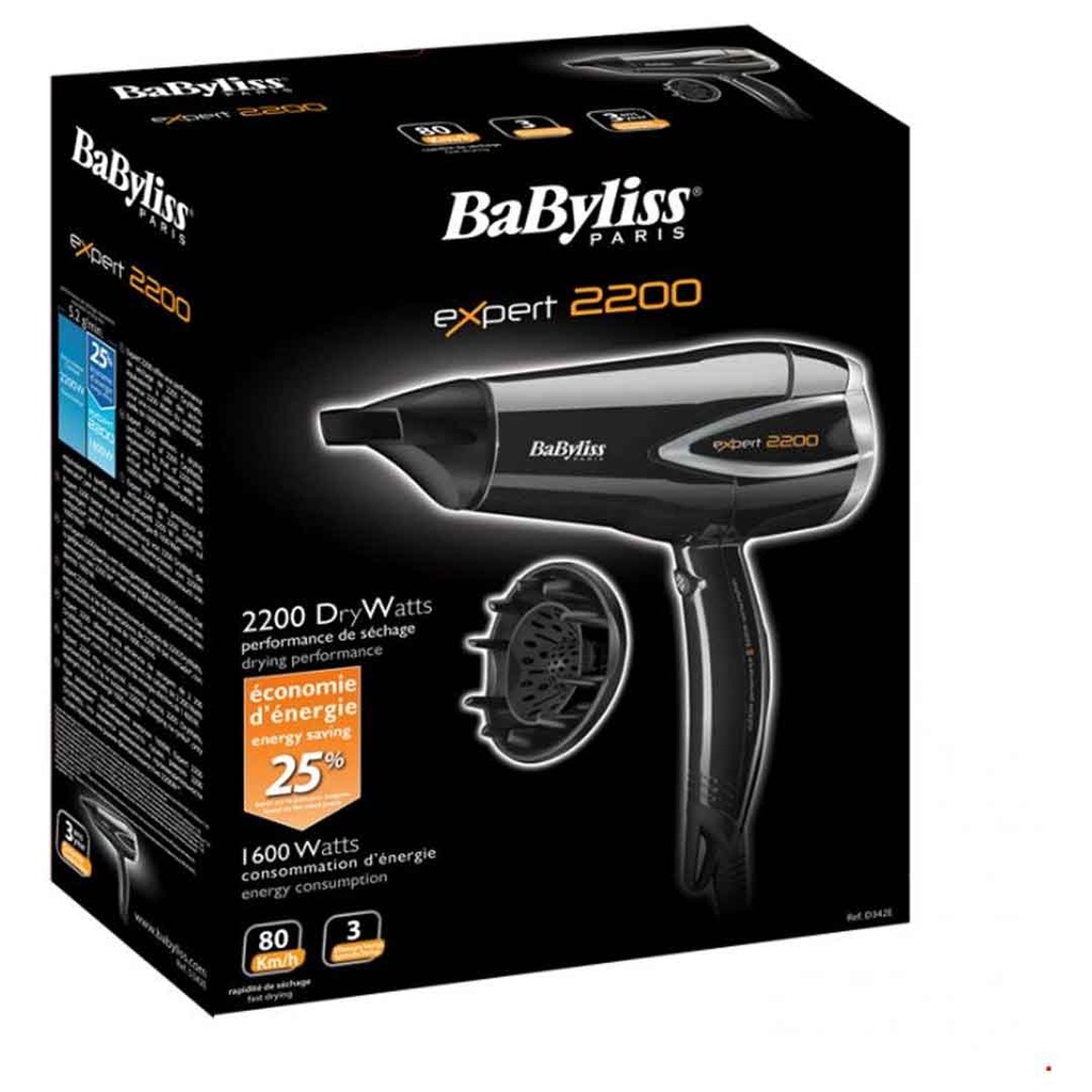 بيبى ليس سشوار - Babyliss Dryer (اكسبرت 2200, No:D342E, 1600W)