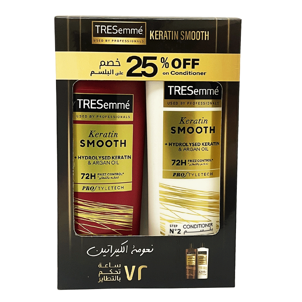 تريسمى شامبو و بلسم ارجان و كيراتين خصم 25% - TRESemme Shampoo & Conditioner Argan Oil & Keratin Offer 25% (400ml+400ml)
