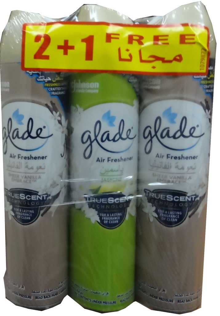 جليد ملطف جو - Glade Air Freshener (عادى, 300ml, نعومة الفانيليا, 2+1)