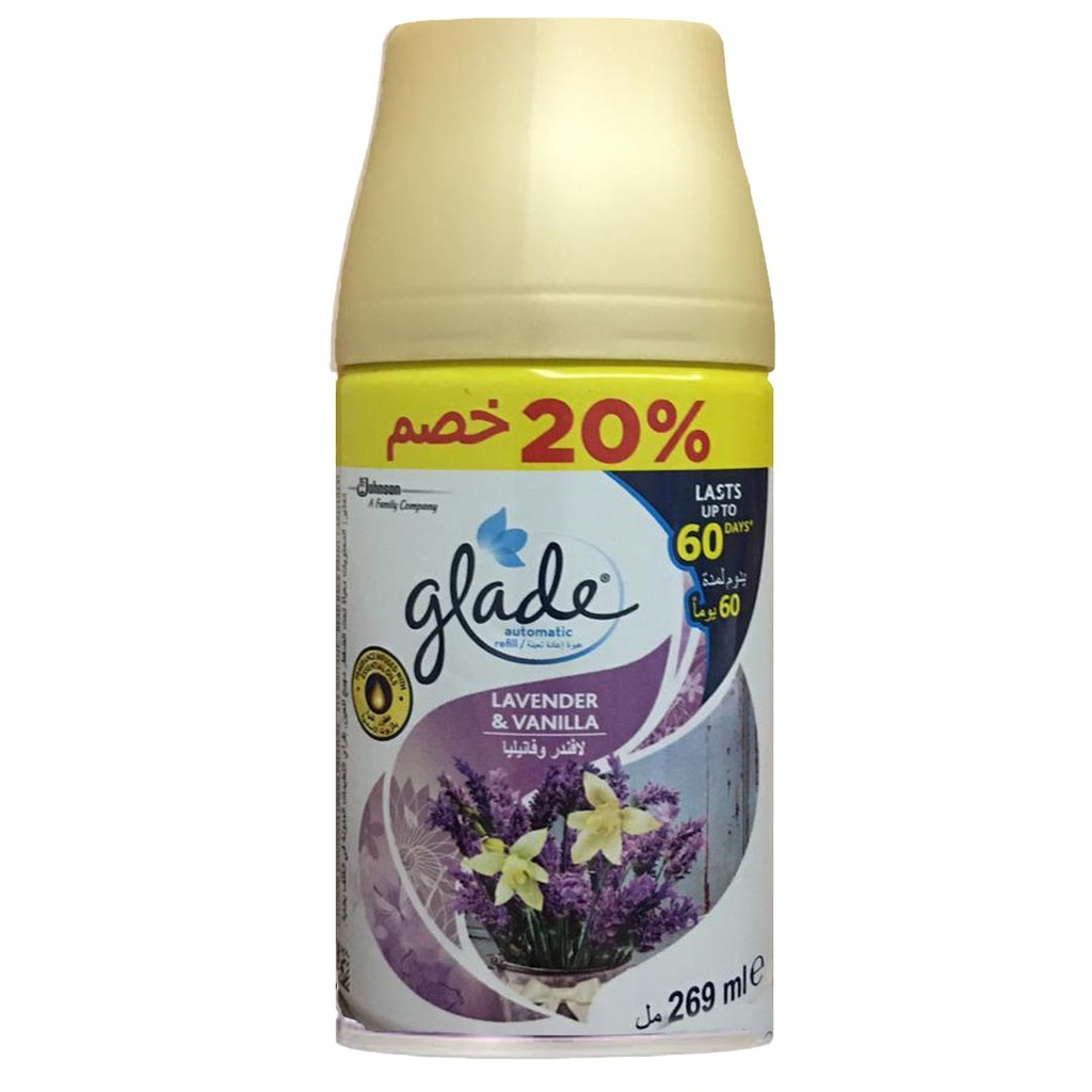جليد ملطف جو - Glade Air Freshener (غيار, 269ml, لافندر&فانيليا, خصم 20%)