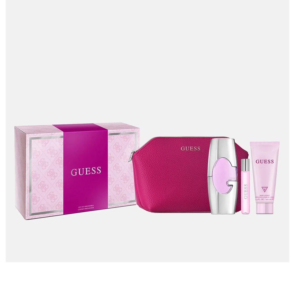جيس بينك طقم شنطة - Guess Pink Set Bag EDP-W (75ml+15ml+100ml)