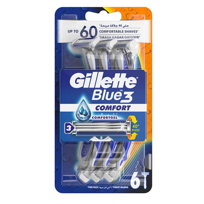 جيليت بلو 3 - Gillette Blue 3 (ماكنة, كومفورت, 6PC)