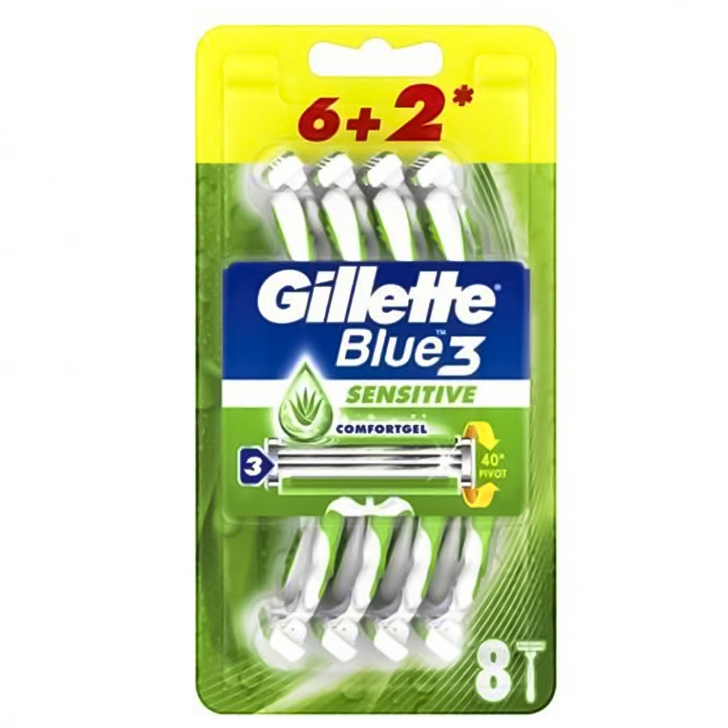 جيليت بلو 3 - Gillette Blue 3 (ماكنة, حساس, 6+2PC)