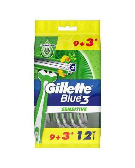 جيليت بلو 3 - Gillette Blue 3 (Shaver, Sensitive, 9+3PC)