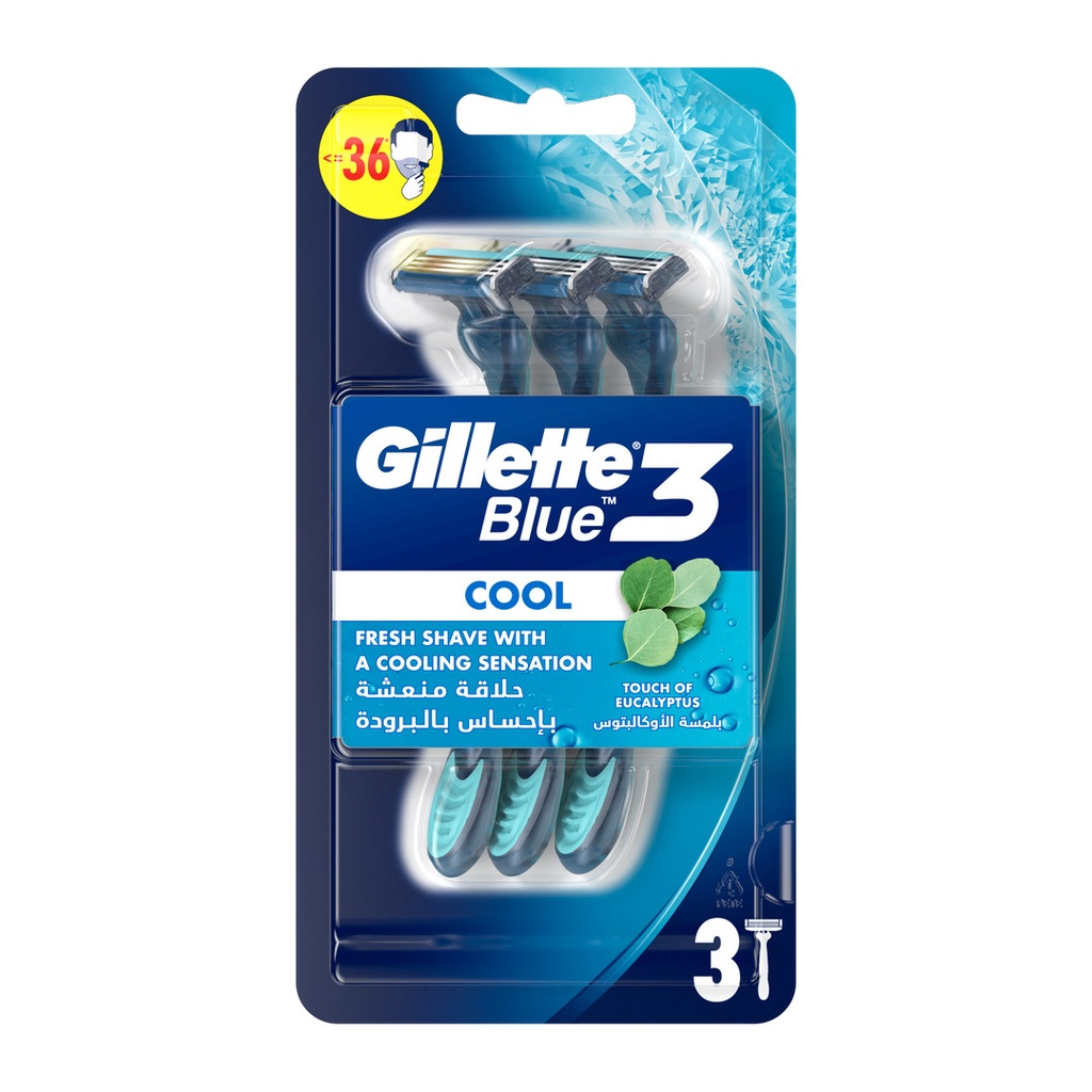 جيليت بلو 3 - Gillette Blue 3 (ماكنة, كول, 3PC)