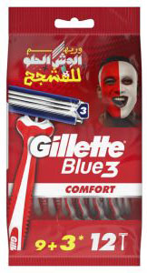 جيليت بلو 3 - Gillette Blue 3 (ماكنة, كومفورت احمر, 9+3PC)