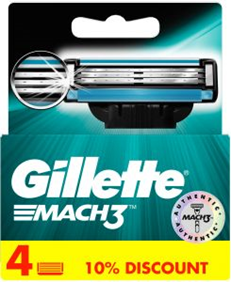 جيليت ماك3 - Gillette Mach3 (غيار, ماك 3, 4PC)