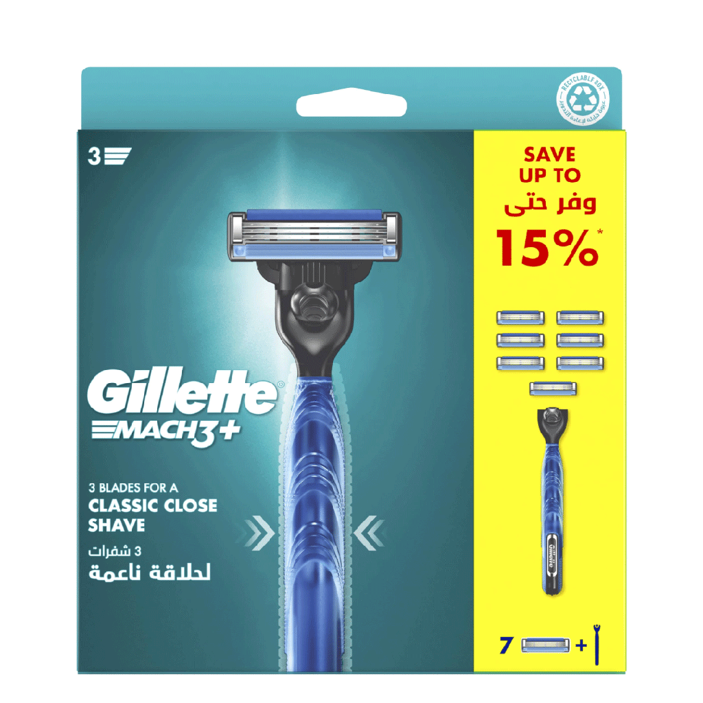 جيليت ماك3 ماكينه وفر 15% - Gillette Mach3 Shaver Save 15% 7PCS
