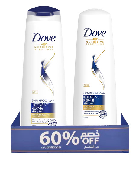دوف شامبو - Dove Shampoo (400ml, Intensive Repair, + conditioner 60%)
