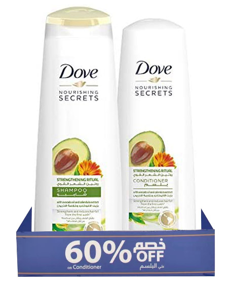دوف شامبو - Dove Shampoo (400ml, روتين شعر القوى, +بلسم 60%)