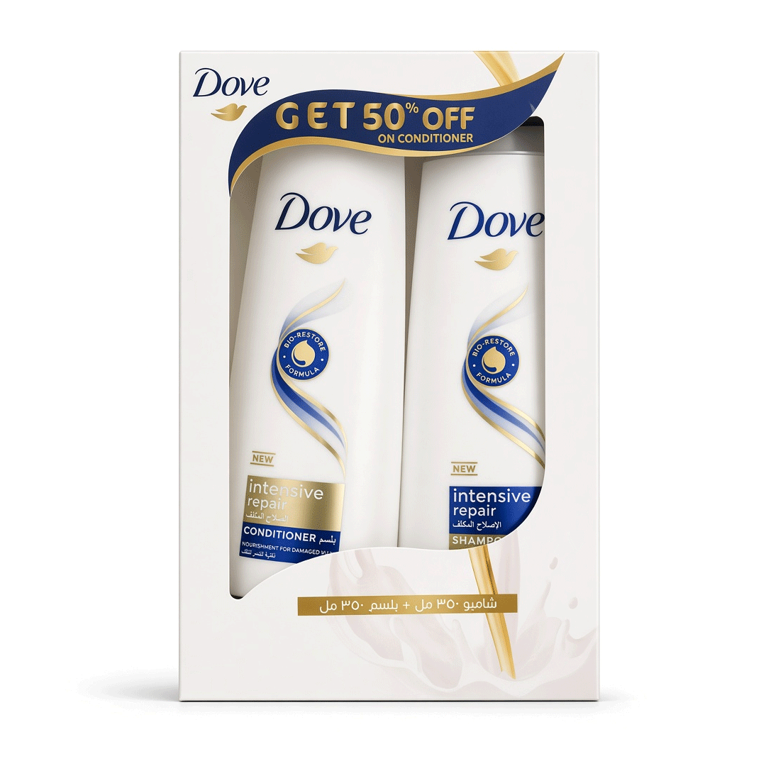 دوف شامبو اصلاح مكثف + بلسم خصم 50% - Dove Shampoo Intensive Repair + Conditioner Offer 50% (350ml+350ml)