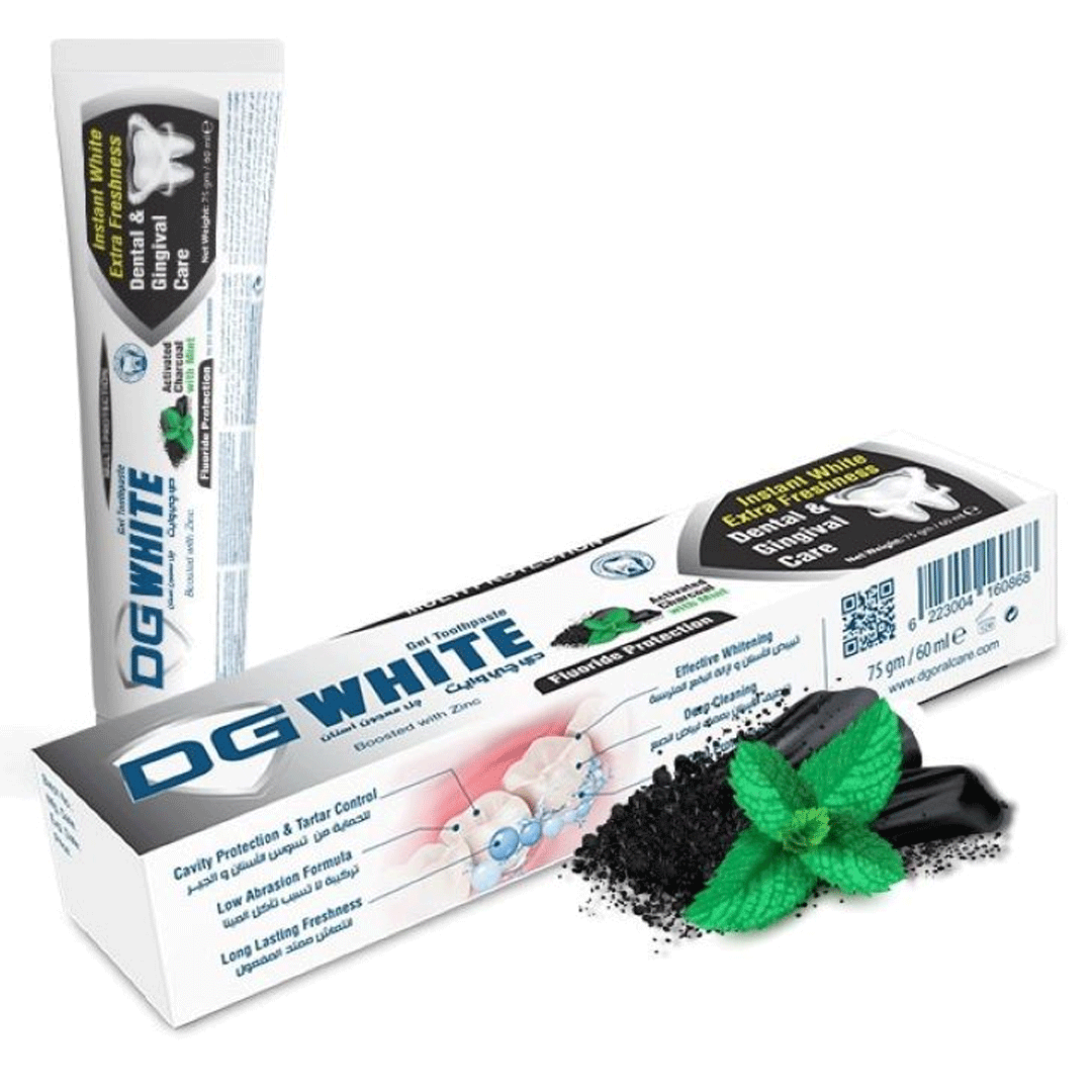 دى جى وايت معجون اسنان فحم و نعناع - DG White Toothpaste Charcoal & Mint (60ml)