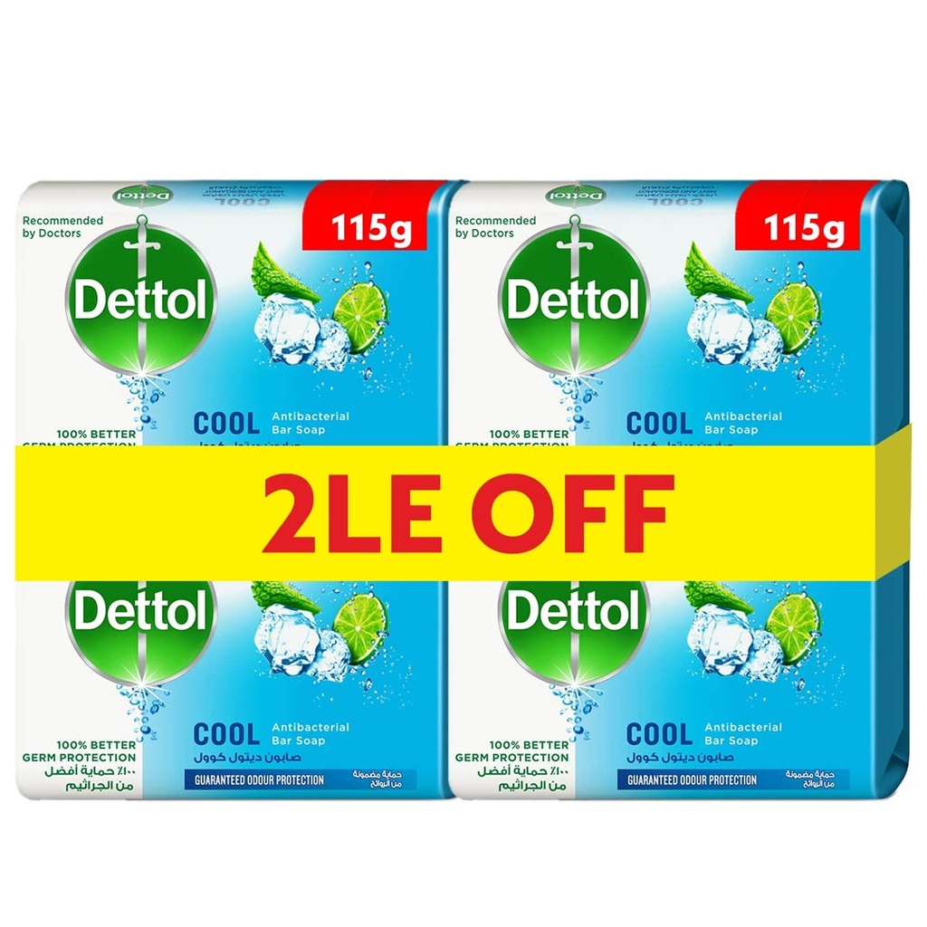 ديتول صابون - Dettol Soap 4Psc (115g, كول, خصم 2جنية)