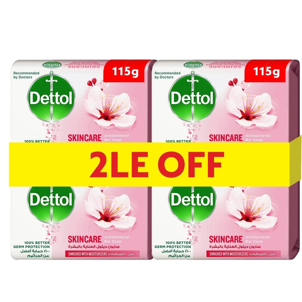 ديتول صابون - Dettol Soap 4Psc (115g, العناية بالبشرة, خصم 2جنية)