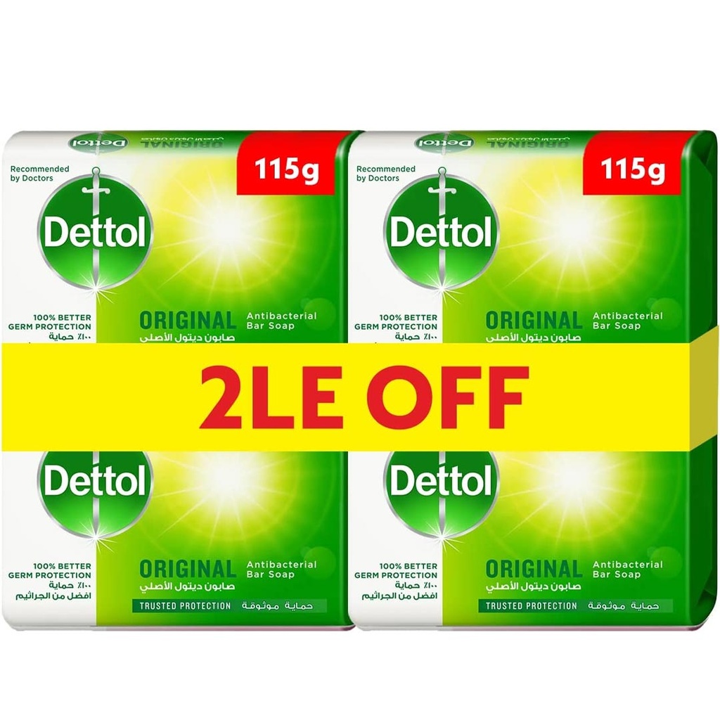 ديتول صابون - Dettol Soap 4Psc (115g, اوريجينال, خصم 2جنية)