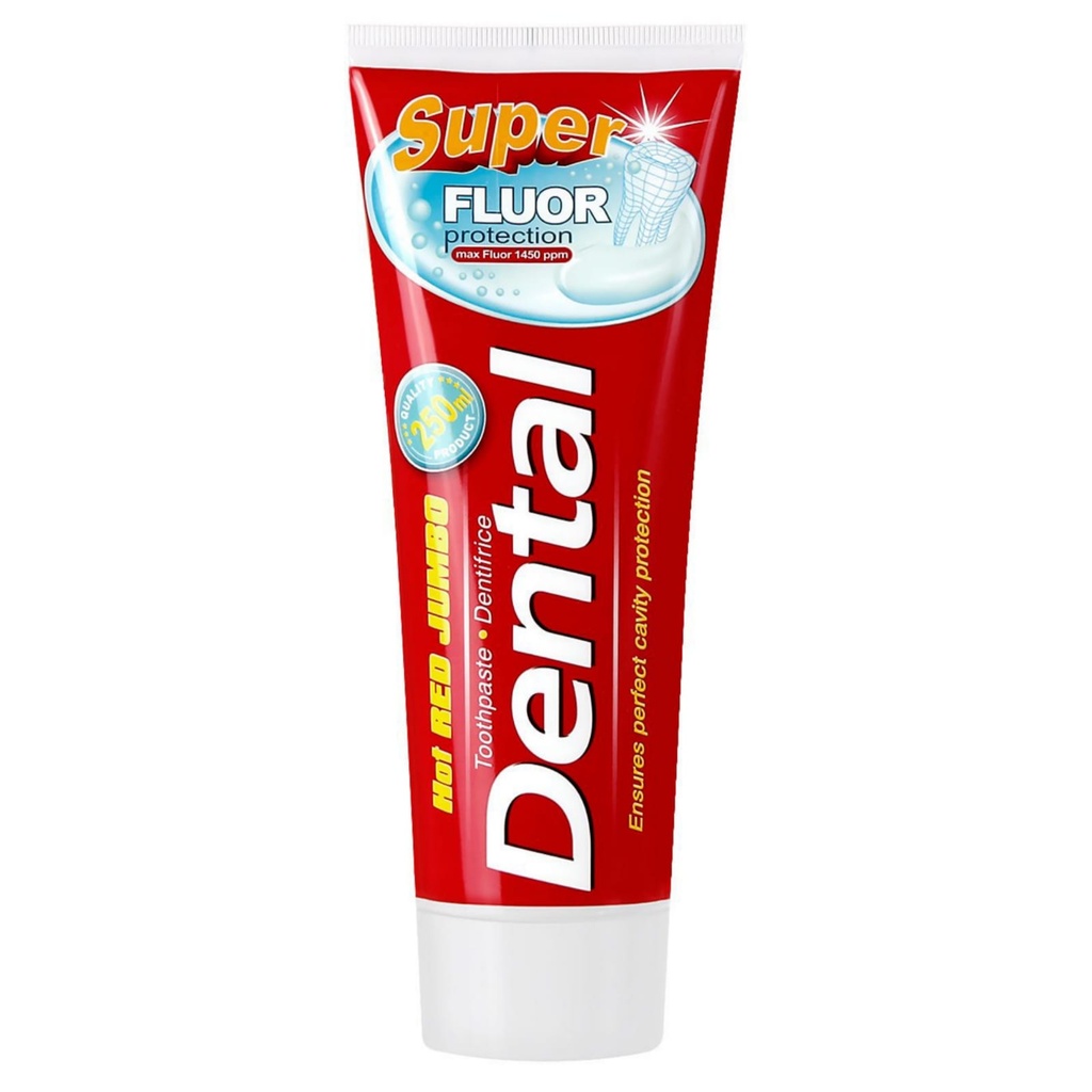 دينتال هوت ريد جامبو معجون اسنان - Dental Hoot Red Jumbo Tooth Paste (250ml, Super Fluor Protection, without)