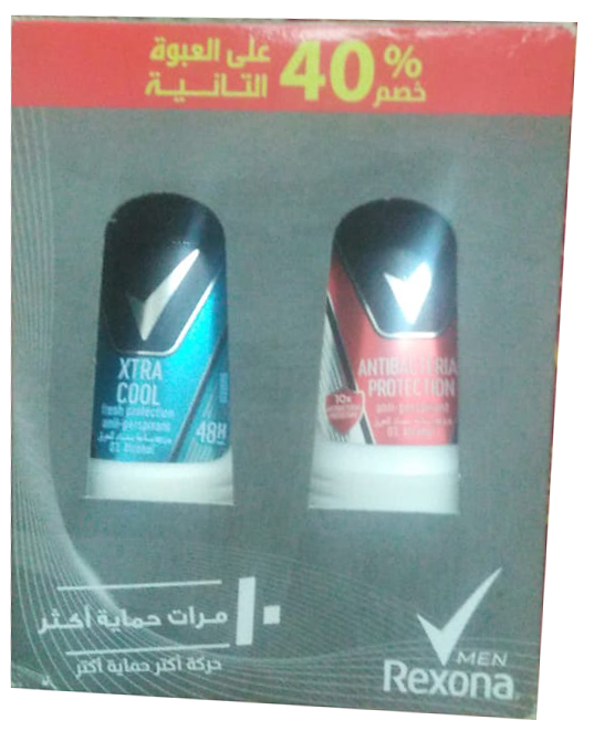 ريكسونا رول اون عرض 2ق - Rexona Roll On Offer 2Psc (رجالى, خصم 40%)