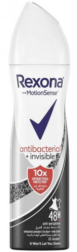 ريكسونا مزيل - Rexona Deodorant (سبراى, نسائى, 150ml, مضاد للبكتريا غير مرئى, بدون)