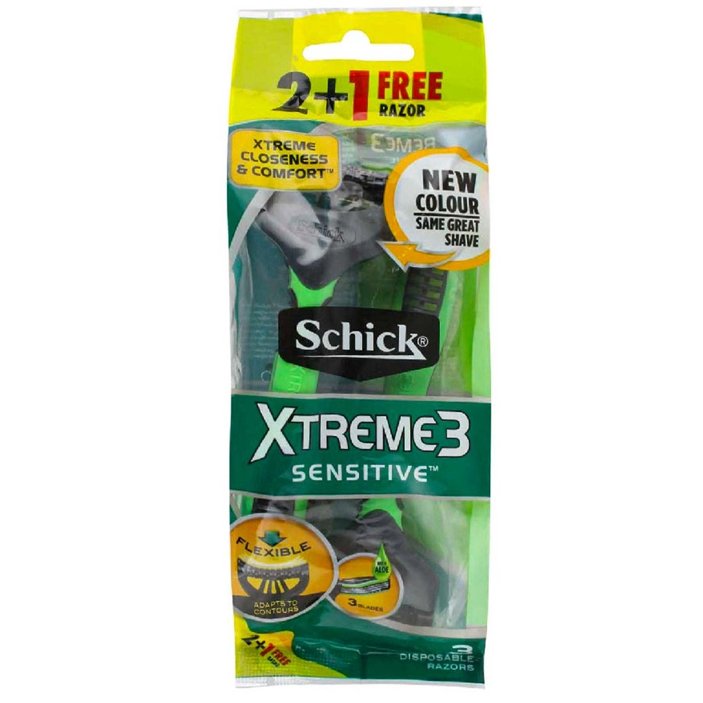 شيك اكستريم 3 حساسة - Schick Xtreme 3 Sensitive (men, 2+1PC)