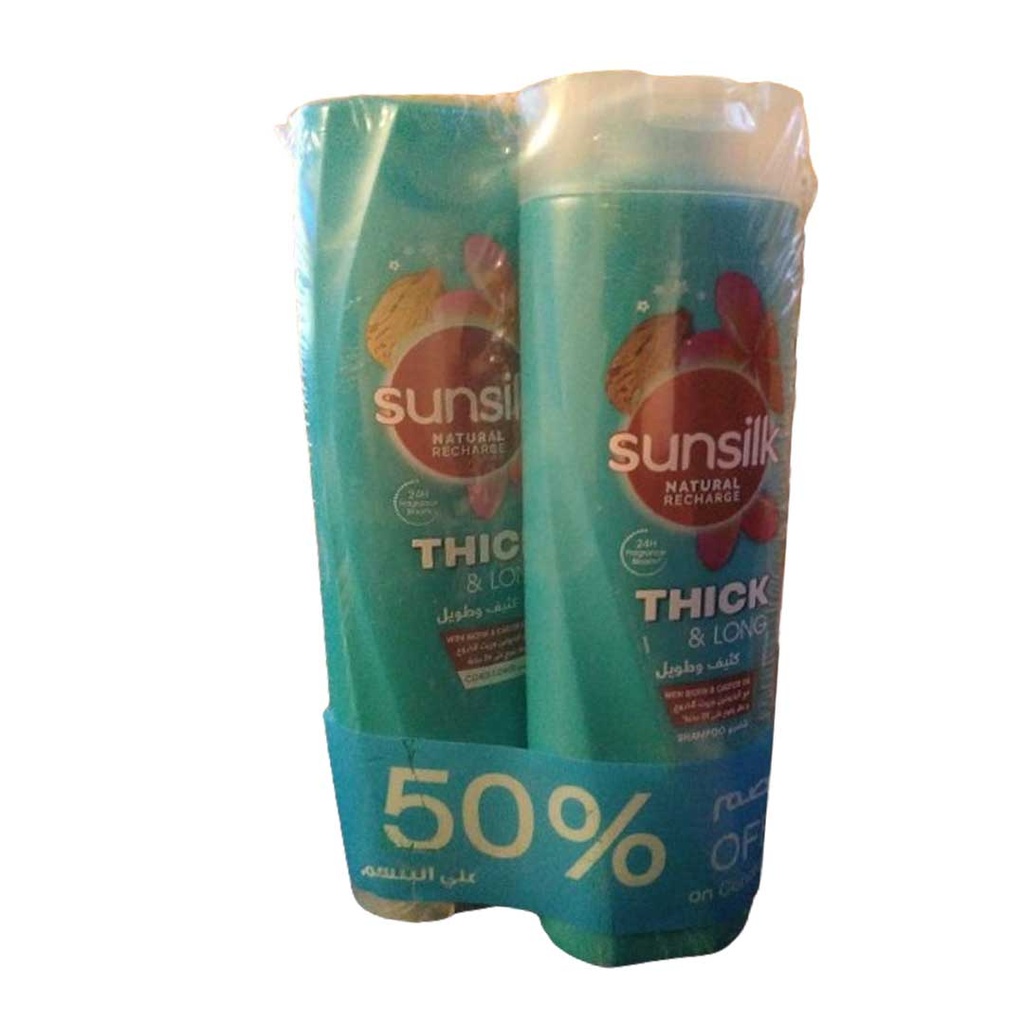صانسيلك شامبو + بلسم كثيف وطويل خصم 50% - Sunsilk Shampoo & Conditioner Thick & Long Offer 50% (350ml)
