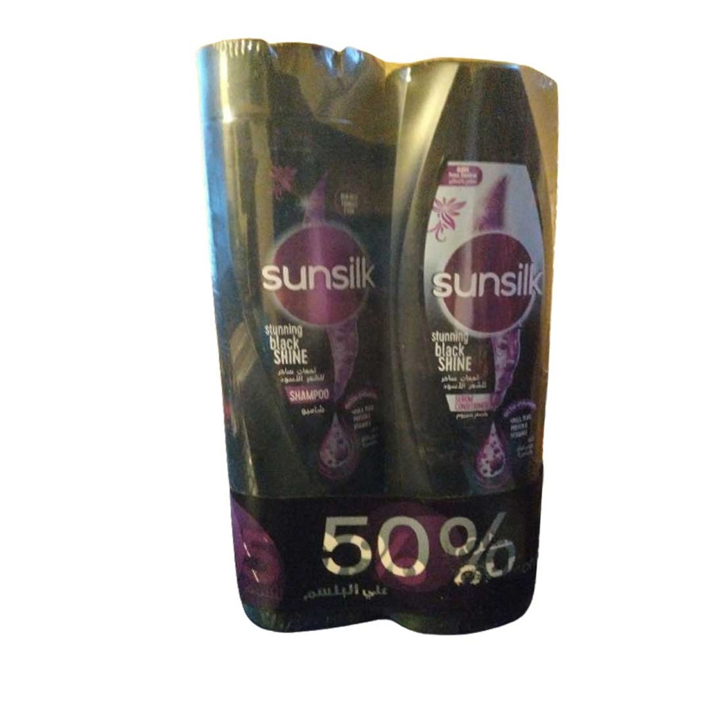 صانسيلك شامبو + بلسم للشعر الاسود خصم 50% - Sunsilk Shampoo & Conditioner Black Hair Offer 50% (360ml)