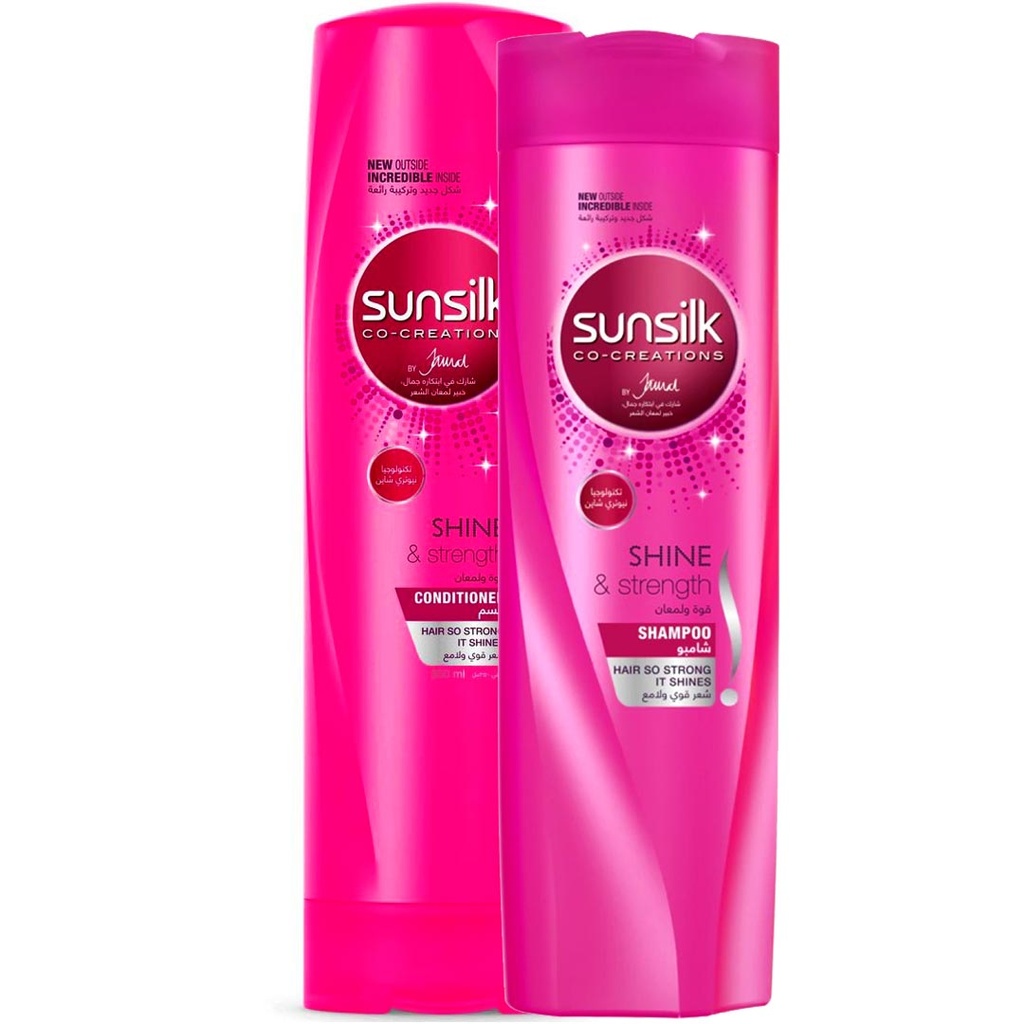 صانسيلك شامبو - Sunsilk Shampoo (350ml, لمعان&قوة, +بلسم 50%)