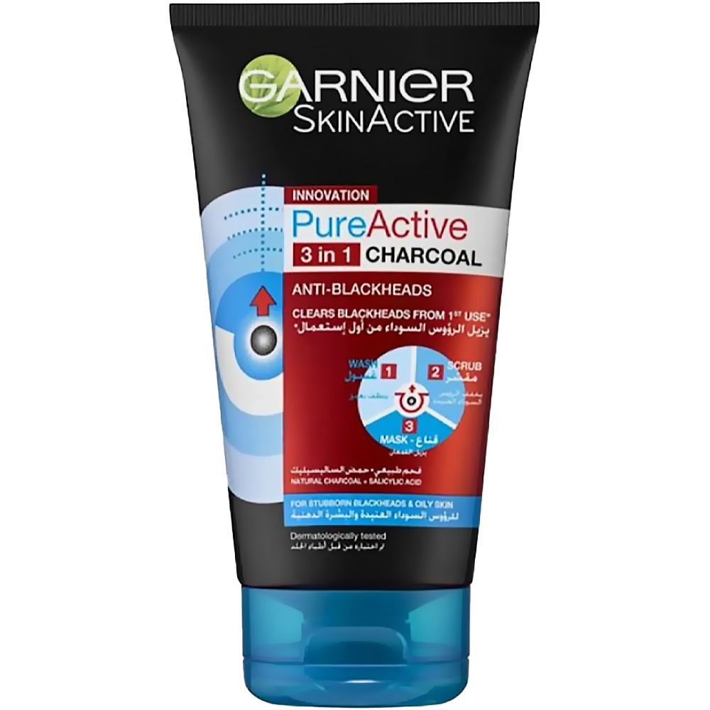 غارنية سكين اكتيف - Garnier Skin Active (بيور اكتيف, 150ml, فحم, بدون)
