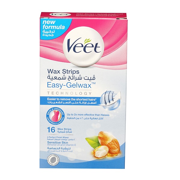 فيت شرائح شمع - Veet Wax Strips (بيكينى, حساسة, بدون, 16PC)