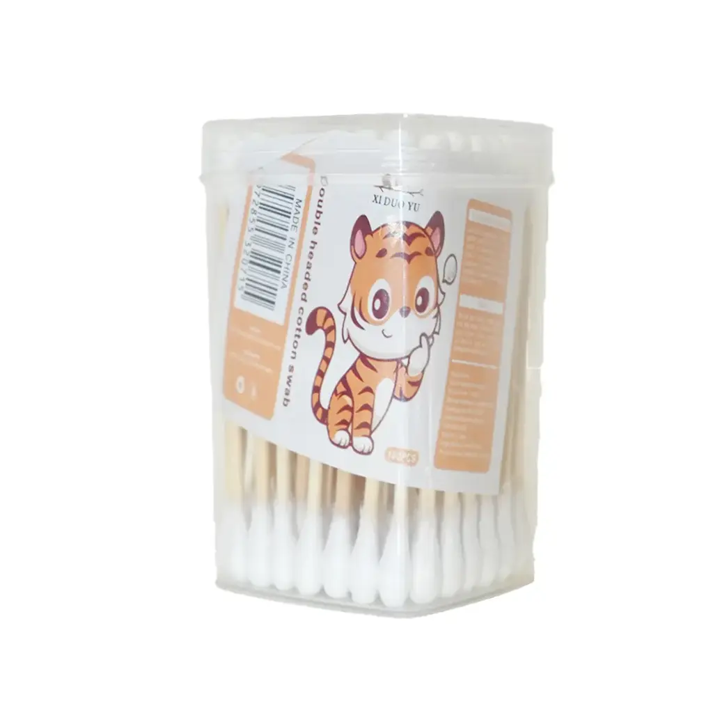 قطن عود خشب - Cotton Swabs Wood 100Psc