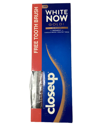 كلوس اب - Closeup (وايت ناو, 75ml, جولد, فرشة هدية)